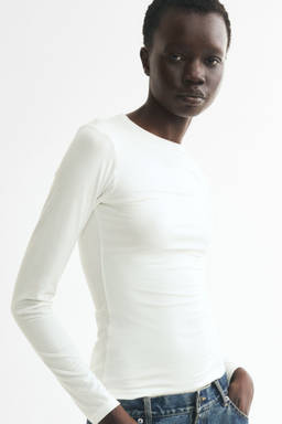 H&M - Women White Long-Sleeved Modal Top