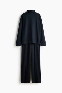 H&M - Women Navy Blue 2-Piece Jersey Top and Trouser