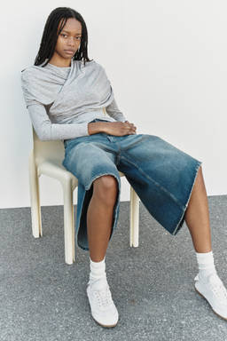 H&M - Women Grey Draped Viscose Top