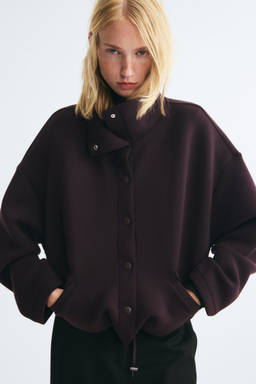 H&M - Women Red Drawstring-Detail Scuba Jacket