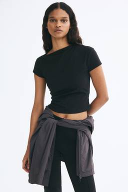 H&M - Women Black Draped Asymmetric Top