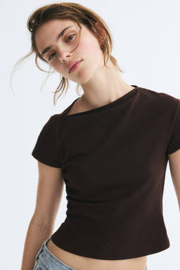 H&M - Women Brown Draped Asymmetric Top
