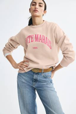 H&M - Women Peach Motif-Detail Sweatshirt