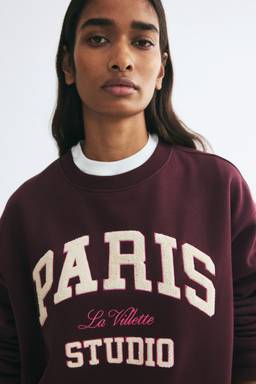 H&M - Women Maroon Motif-Detail Sweatshirt