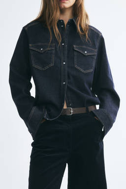 H&M - Women Navy Blue Cotton Corduroy Trousers