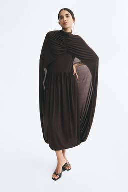 H&M - Women Brown Jersey Cape Dress