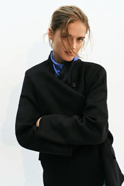 H&M - Women Navy Blue Handmade Wool-Blend Blazer