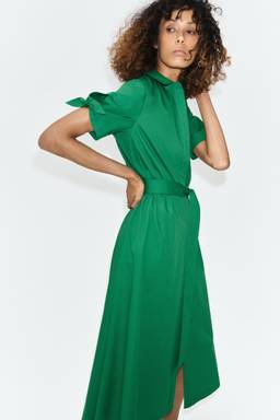 H&M - Women Green Short-Sleeved Shirt Dress