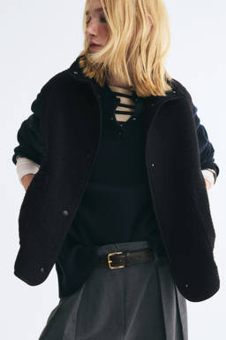 H&M - Women Black Teddy Gilet