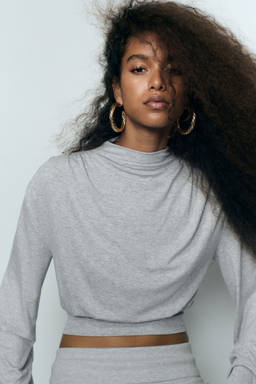 H&M - Women Grey Gathered Viscose Top