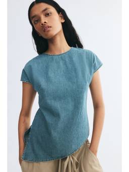 H&M - Women Blue Asymmetric Denim Top