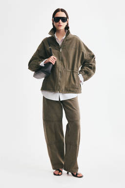 H&M - Women Green Oversized Cotton Denim Jacket