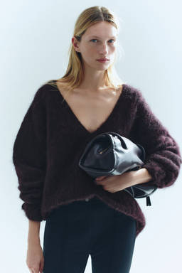 H&M - Women Red Oversized Mohair-Blend Jumper