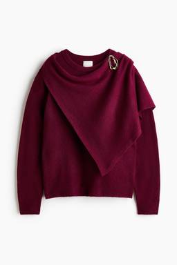 H&M - Women Maroon Scarf-Detail Jumper