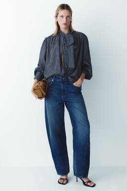 H&M - Women Blue Bow Collar Blouse