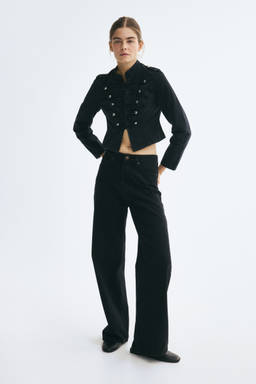 H&M - Women Black Button-Detail Twill Jacket
