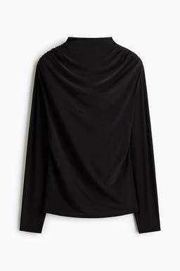 H&M - Women Black Draped Turtleneck Top