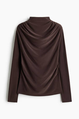 H&M - Women Brown Draped Turtleneck Top