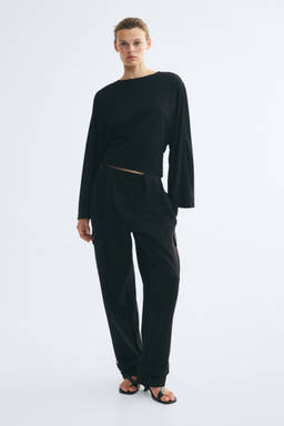 H&M - Women Black Batwing-Sleeved Jersey Top