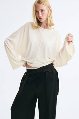H&M - Women White Batwing-Sleeved Jersey Top