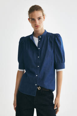 H&M - Women Blue Puff-Sleeved Blouse