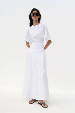 H&M - Women White Tie-Detail Tiered Dress