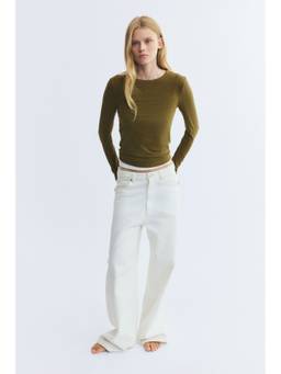 H&M - Women Green Long-sleeved ribbed top
