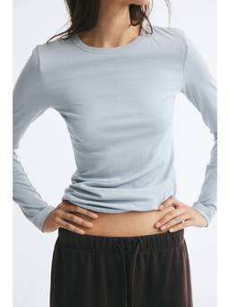 H&M - Women Blue Long-Sleeved Ribbed Top