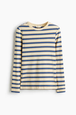H&M - Women Off White Long-Sleeved Ribbed Top