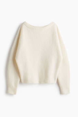 H&M - Women White Brushed Boat-Neck Jumper