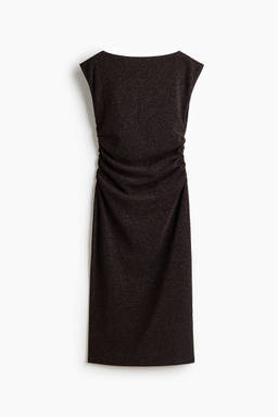 H&M - Women Brown Glittery Boat-Neck Dress