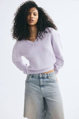 H&M - Women Purple V-Neck Jumper