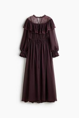 H&M - Women Purple Lace-Detail Chiffon Dress