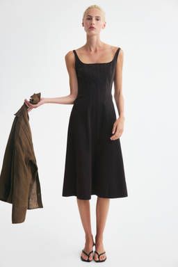 H&M - Women Brown Denim Midi Dress