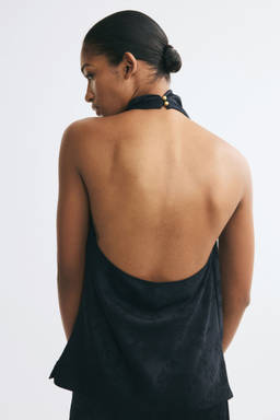 H&M - Women Blue Cowl-Neck Halter Neck Top