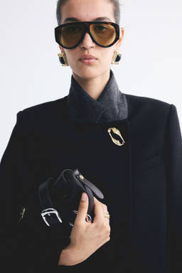 H&M - Women Black Wool-Blend Brooch-Detail Blazer