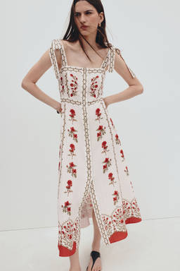 H&M - Women White Tie-Strap Viscose-Blend Dress