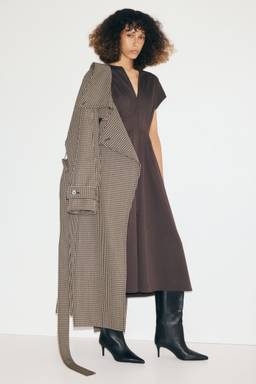 H&M - Women Brown Cap-Sleeved Midi Dress