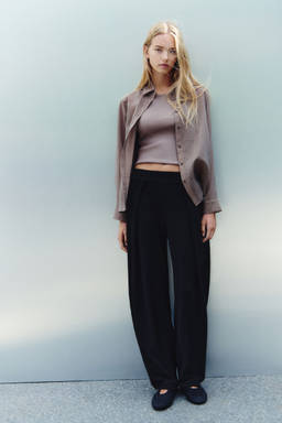 H&M - Women Black Wrap-Detail Balloon Trousers