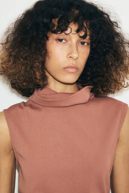 H&M - Women Orange Draped High-Neck Top