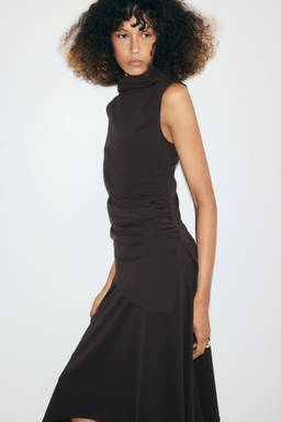 H&M - Women Brown Draped High-Neck Top
