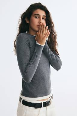 H&M - Women Grey Layered-Look Top