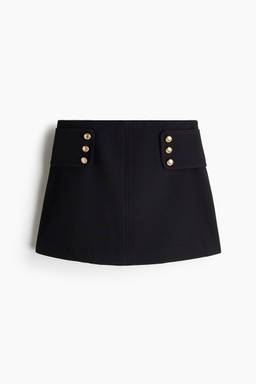 H&M - Women Black Button-Detail Skort