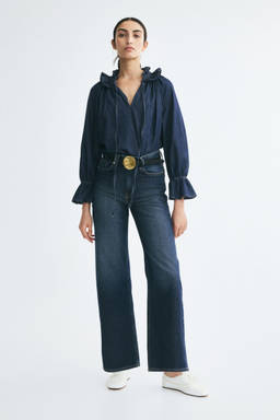 H&M - Women Navy Blue Straight High Waist Jeans
