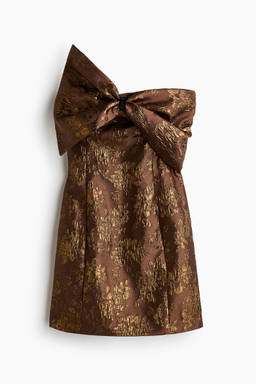 H&M - Women Brown Brocade Bandeau Dress