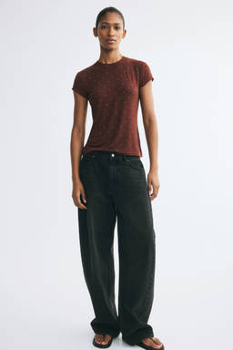 H&M - Women Brown Embellished T-Shirt