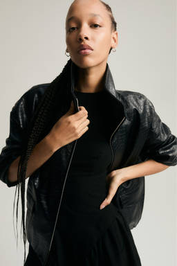 H&M - Women Black Oversized coated jacket