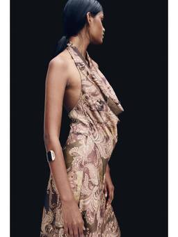 H&M - Women Brown Halter Neck Satin Dress