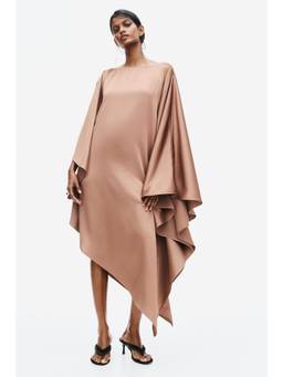 H&M - Women Brown Satin Cape Dress
