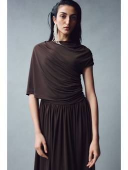 H&M - Women Brown Draped Jersey Dress